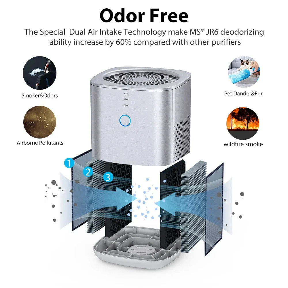 HEPA Air Purifier Large Room 3 Stage Filter Pet Smoke Dust Cleaner