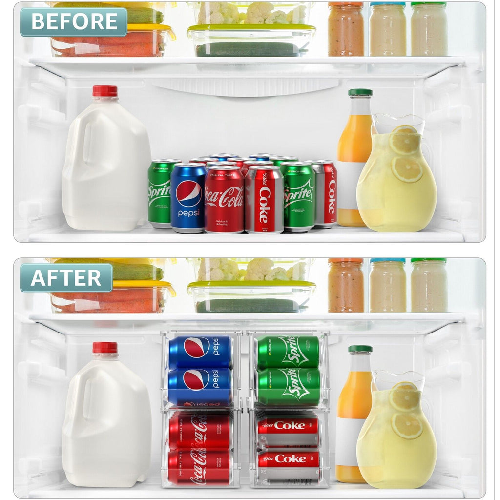 Stackable Soda Can Organizer for Refrigerator Holds 48 Cans