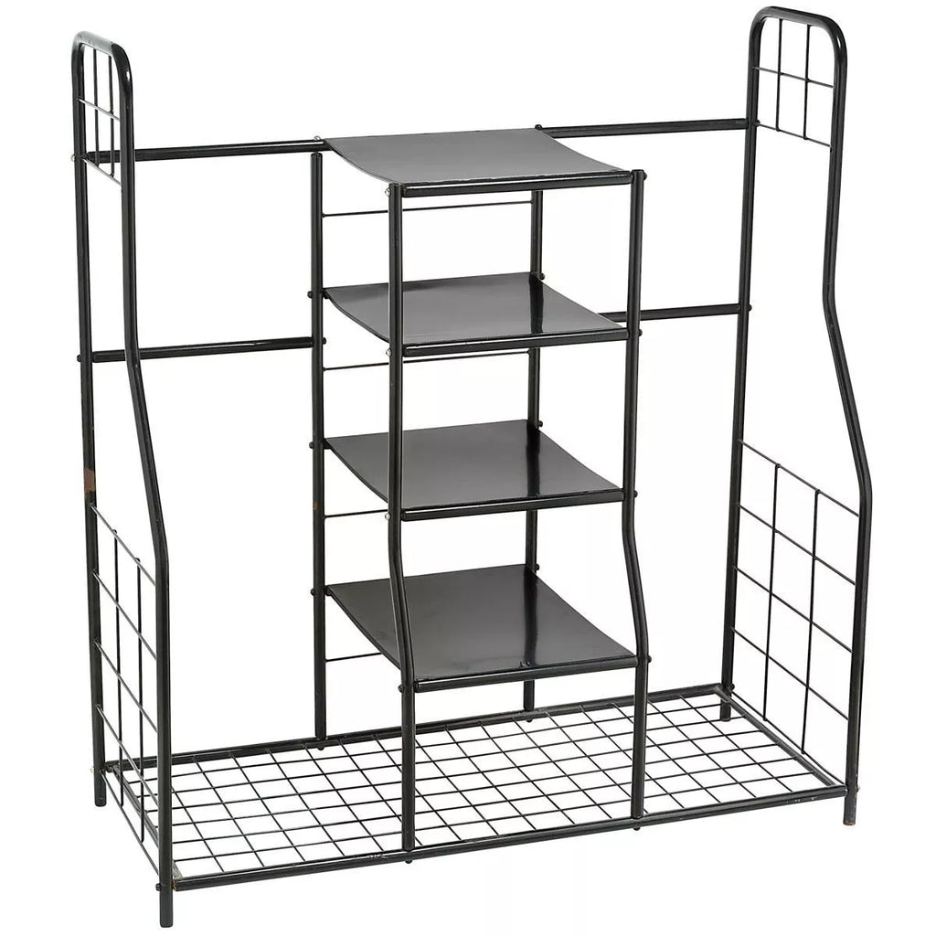 Dual Golf Bag Organizer Rack with Shelves for Garage or Home Storage