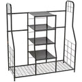 Dual Golf Bag Organizer Rack with Shelves for Garage or Home Storage