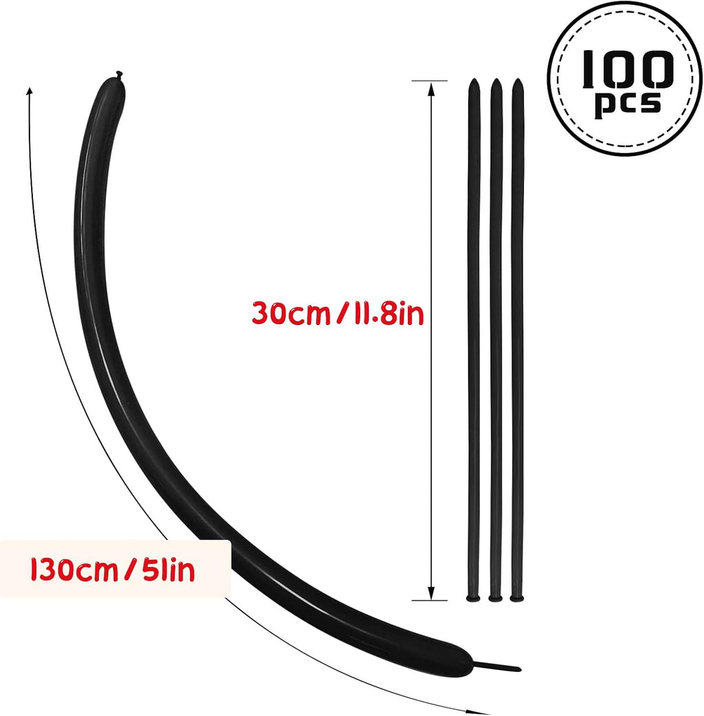 Black Modelling Balloons 100Pcs Thickening Latex Twisting Balloons for Animal Models – Black