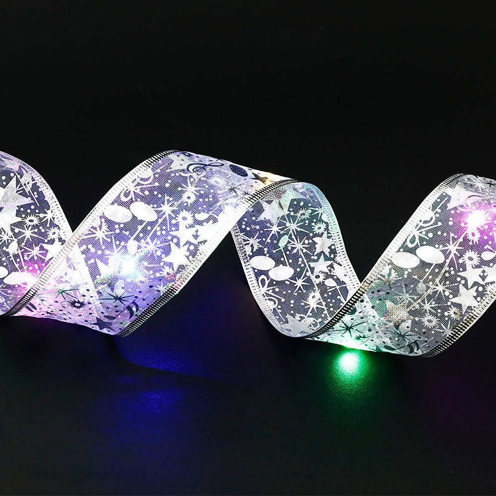 🎀 Fairy Lights Ribbon Bow – Christmas LED String Light Decoration