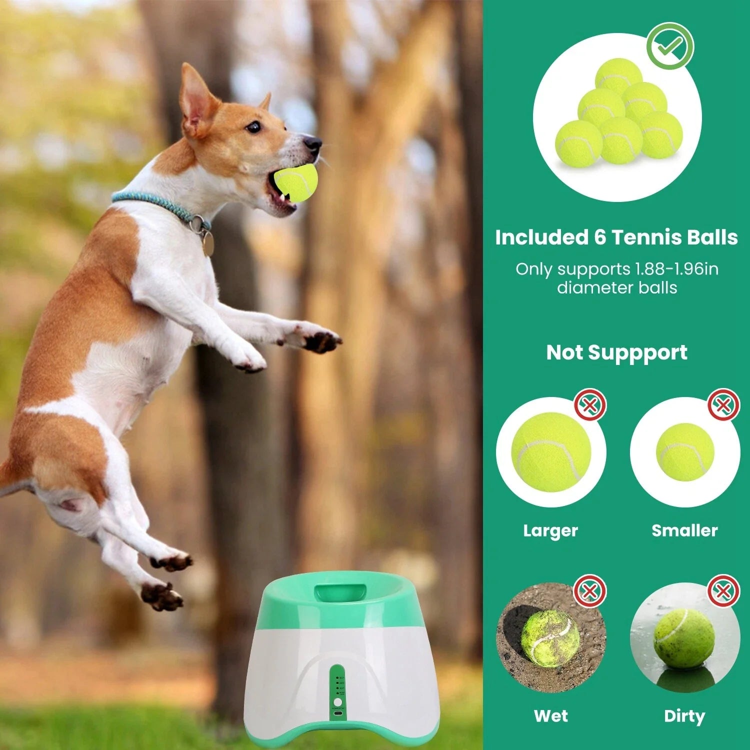 Rechargeable Automatic Dog Ball Thrower with 3 Distances & 6 Balls