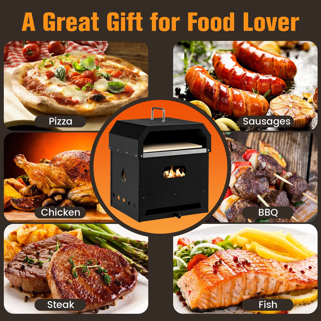 4-in-1 Outdoor Pizza Oven Fire Pit & BBQ Cooker