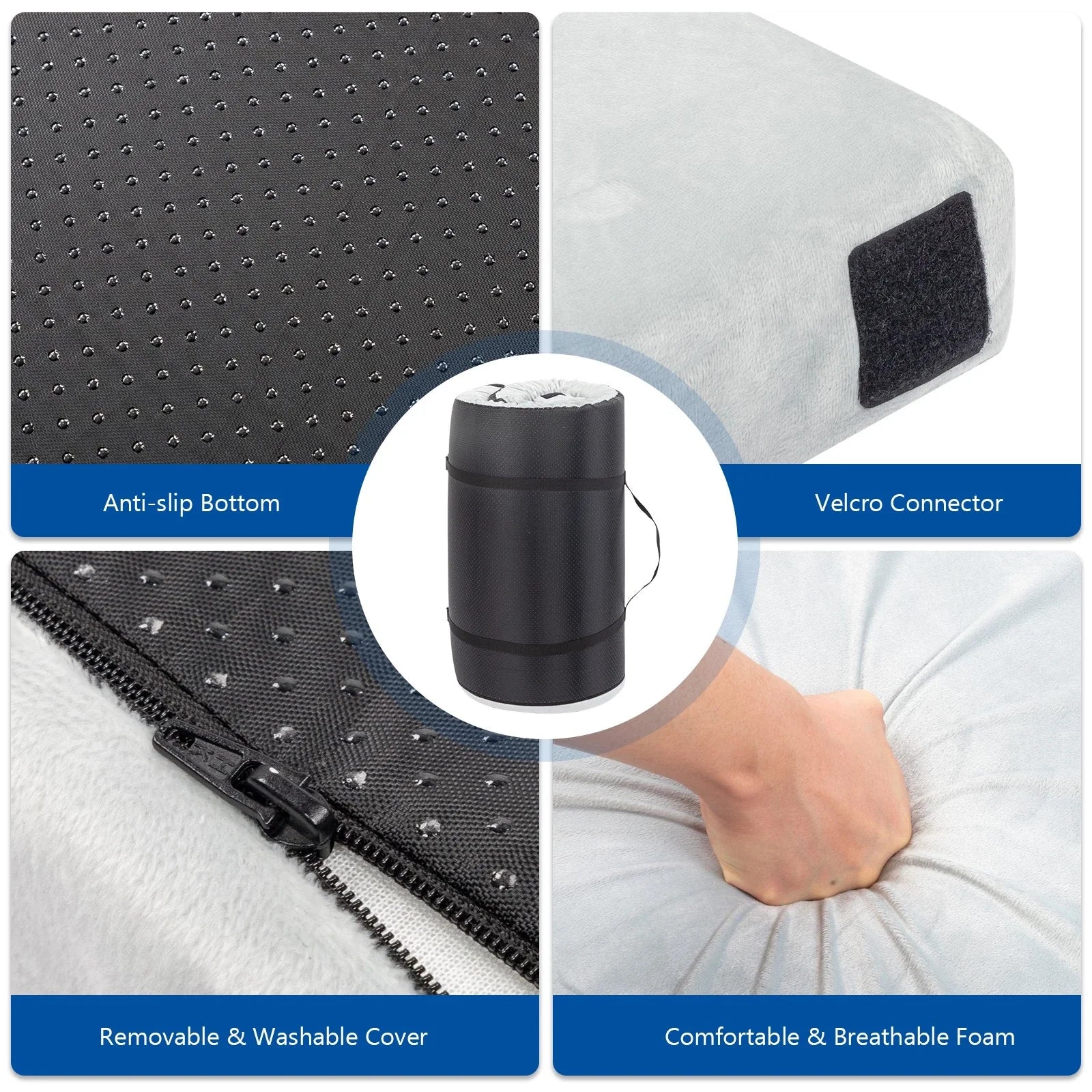75in Memory Foam Camping Pad with Roll Up Design and Carrying Bag