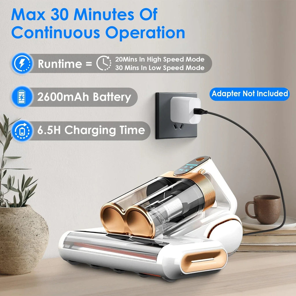 Cordless UV Bed Vacuum Cleaner 16KPa Anti-Mite 200W Deep Clean