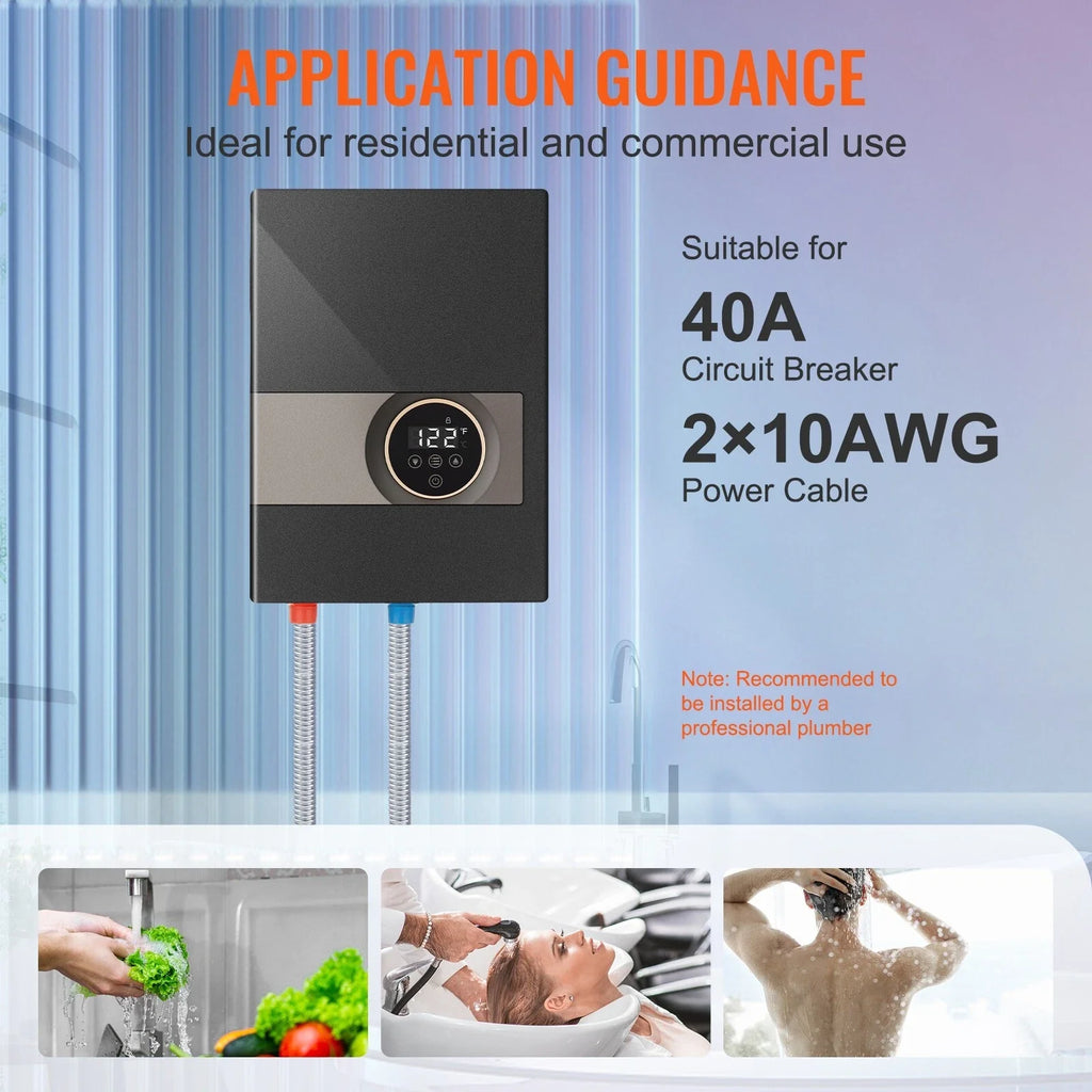 Tankless Electric Water Heater Wall Mounted Instant Hot Water 8KW