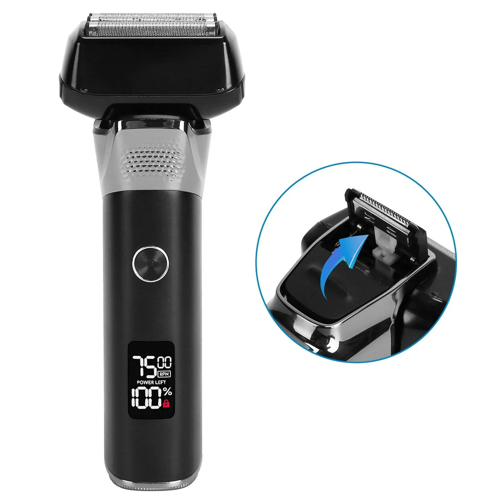 Mens 5-Blade Electric Foil Shaver Wet Dry Razor Dual Speed Trimmer