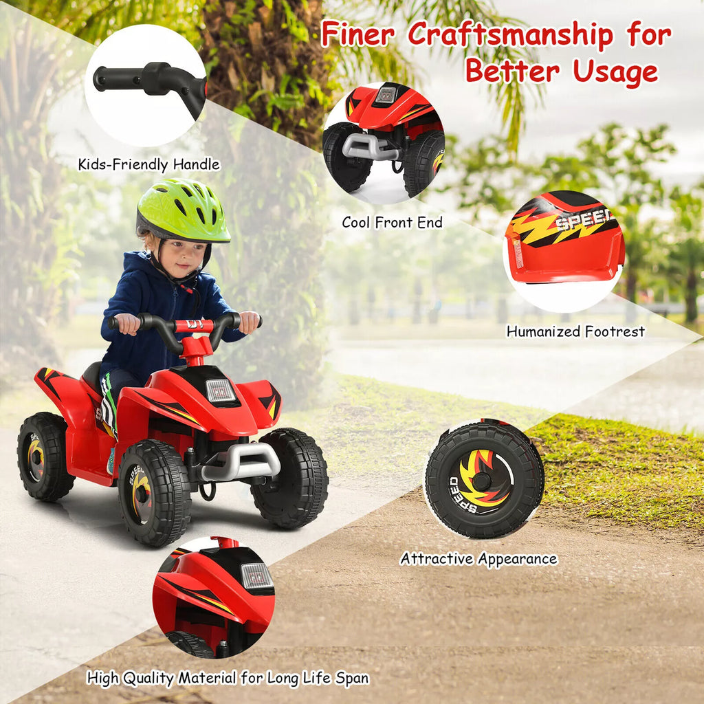6V Kids Ride-On ATV Quad Battery Powered Toy Red