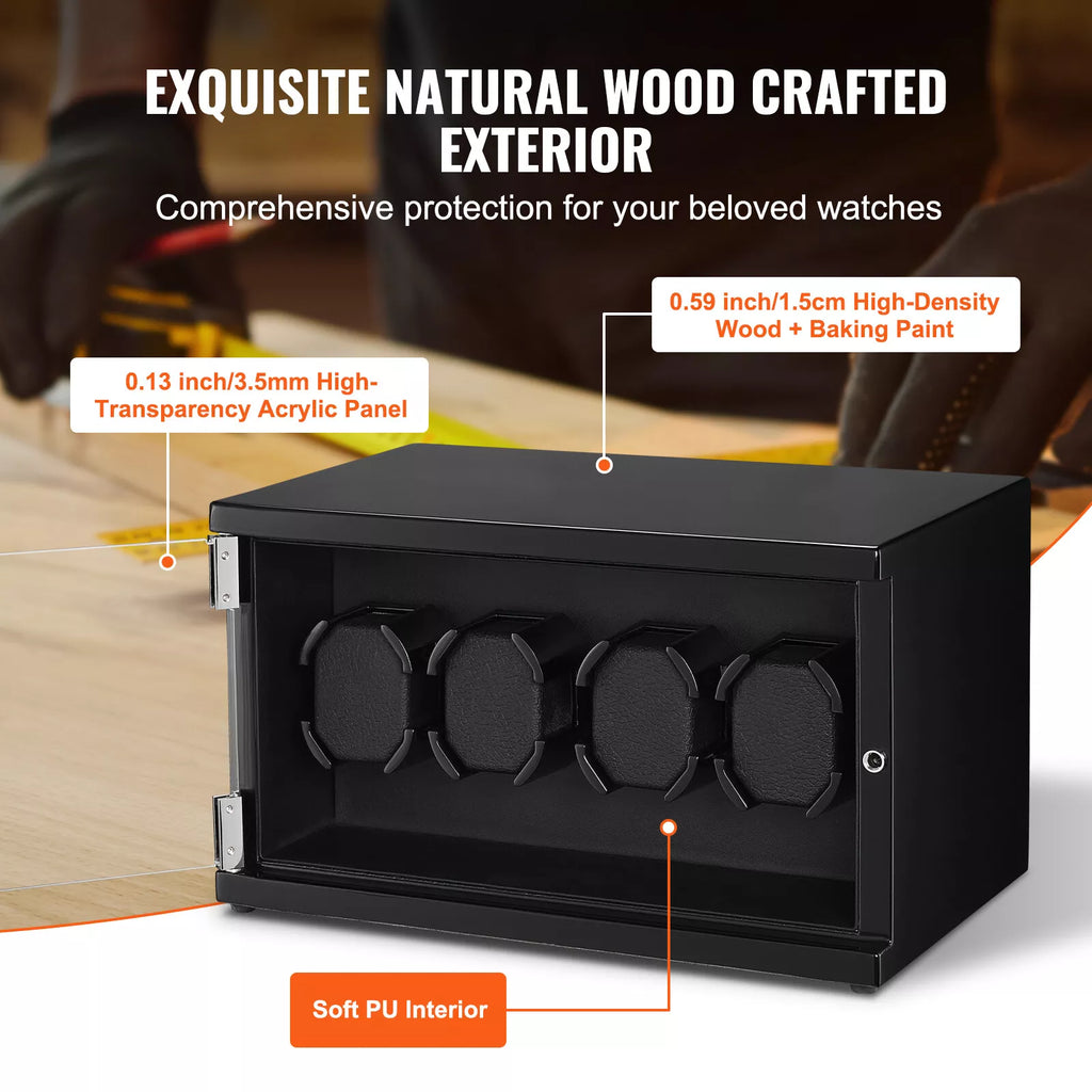 Luxury Watch Winder for 4 Watches with Quiet Mabuchi Motors
