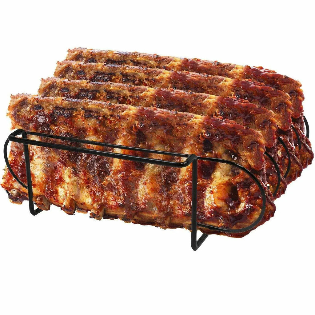 Non-Stick Rib Rack for Grilling Holds 4 Racks Porcelain Coated Steel