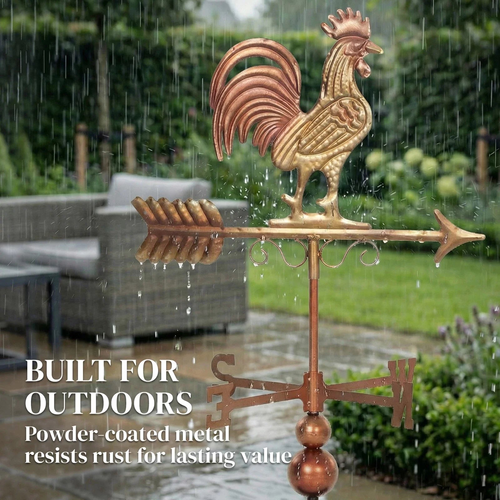 Outdoor Rooster Weathervane Metal Wind Direction Indicator Roof Mount