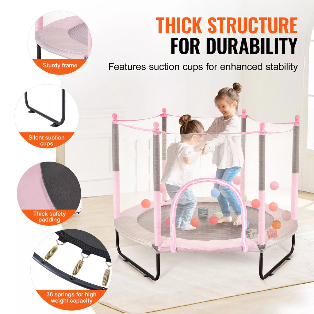 60" Kids Trampoline Safety Net Basketball Hoop Indoor Outdoor