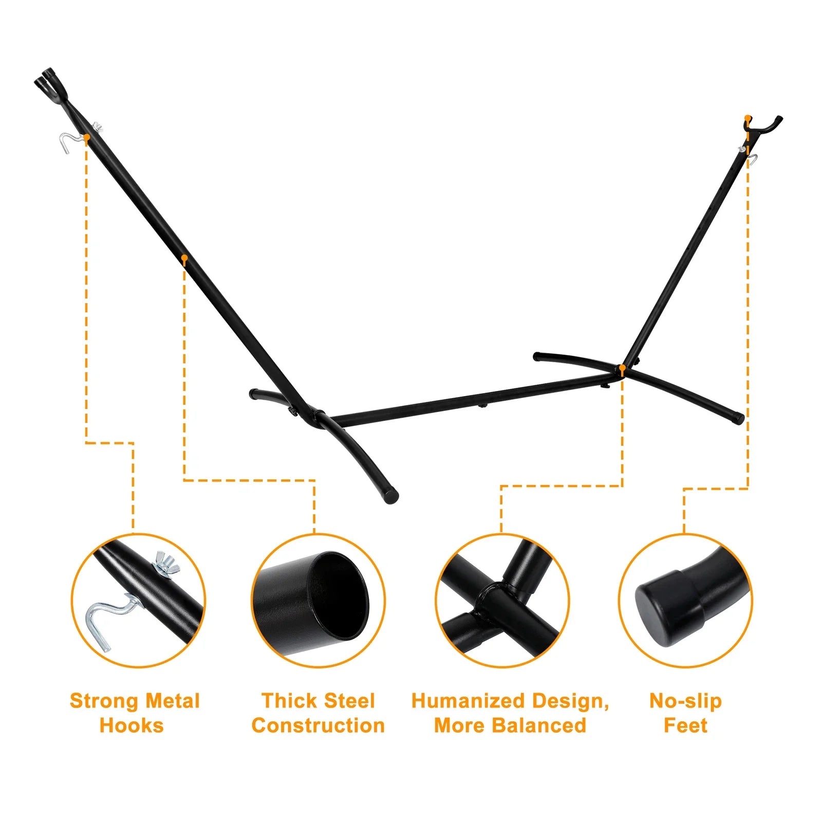 9FT Adjustable Hammock Chair Stand with Carry Case and Steel Frame