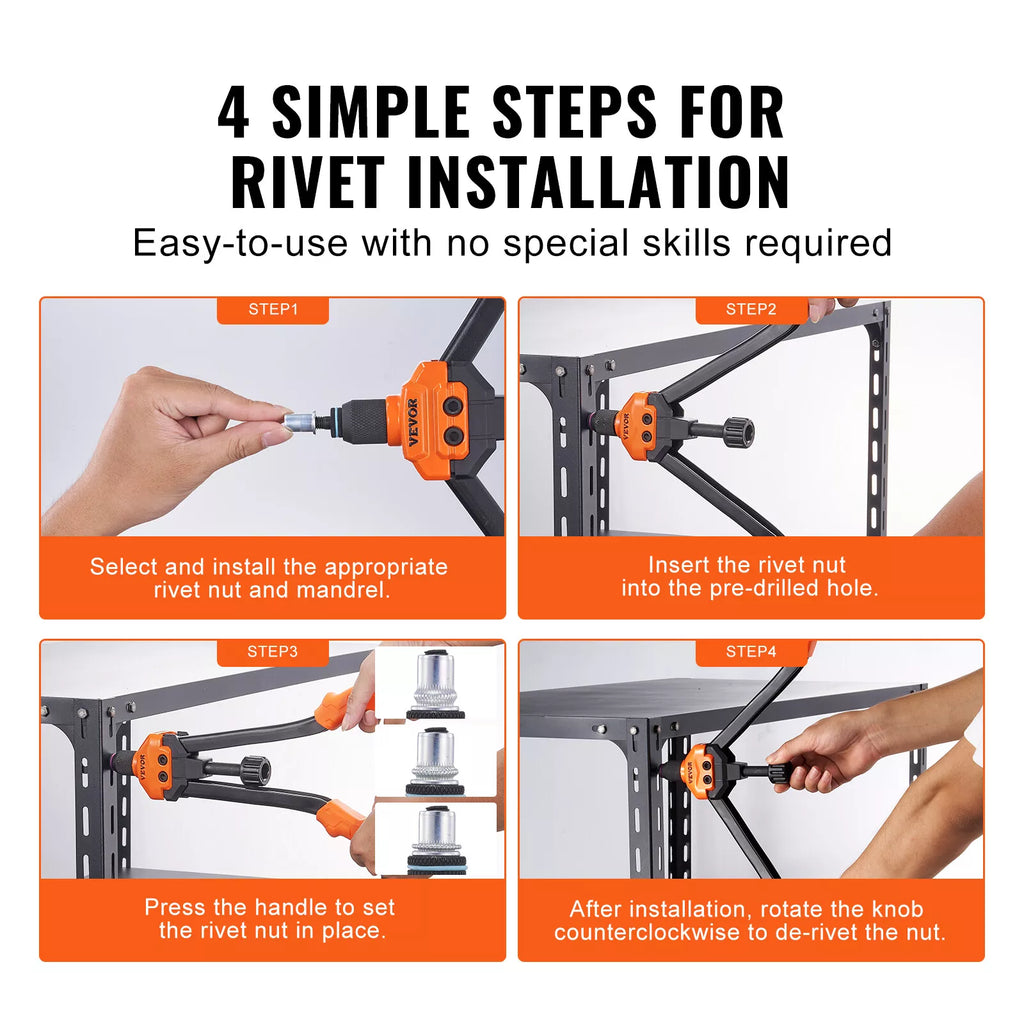 16" Rivet Nut Tool Set with 13 Mandrels and 186 Rivet Nuts