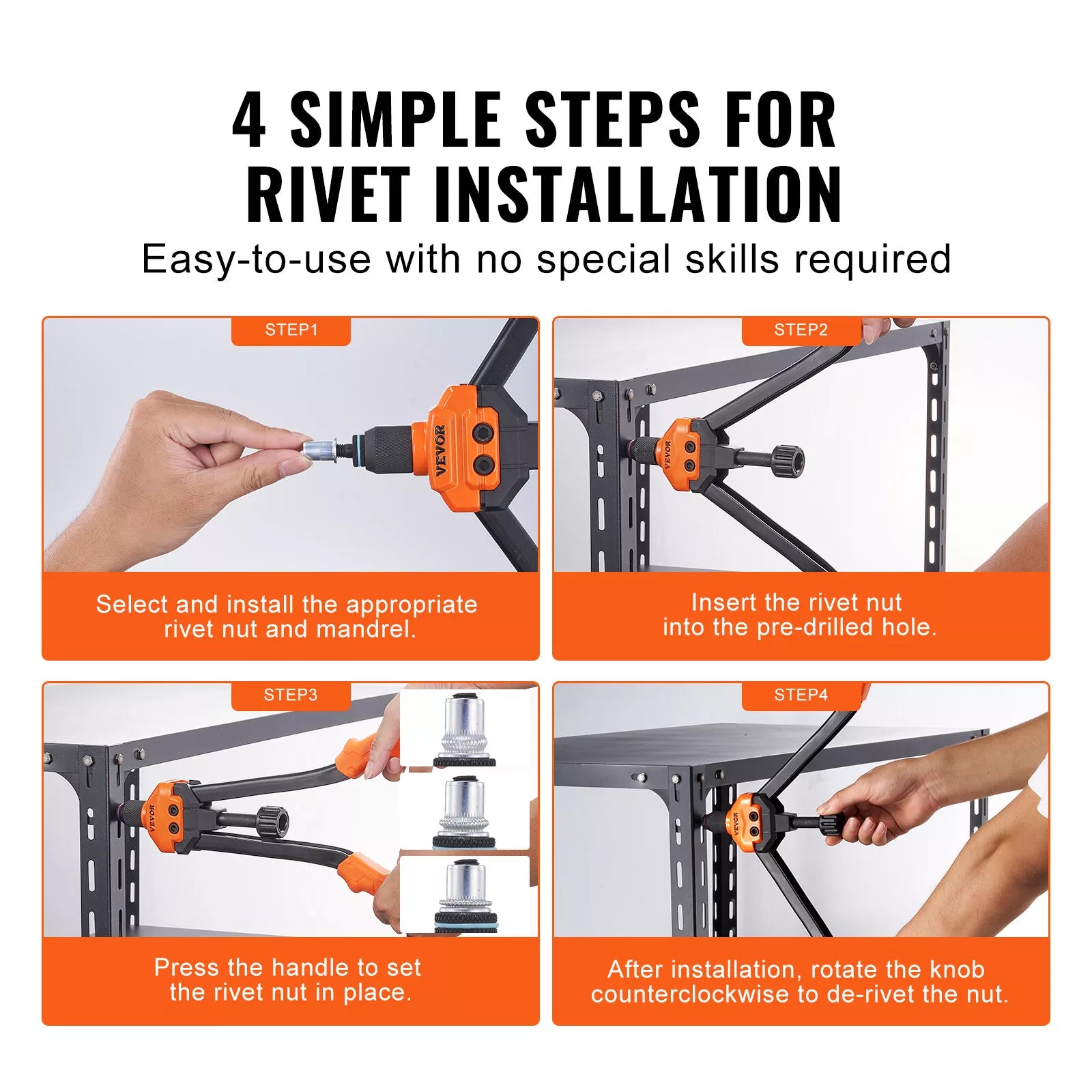 16" Rivet Nut Tool Set with 13 Mandrels and 186 Rivet Nuts