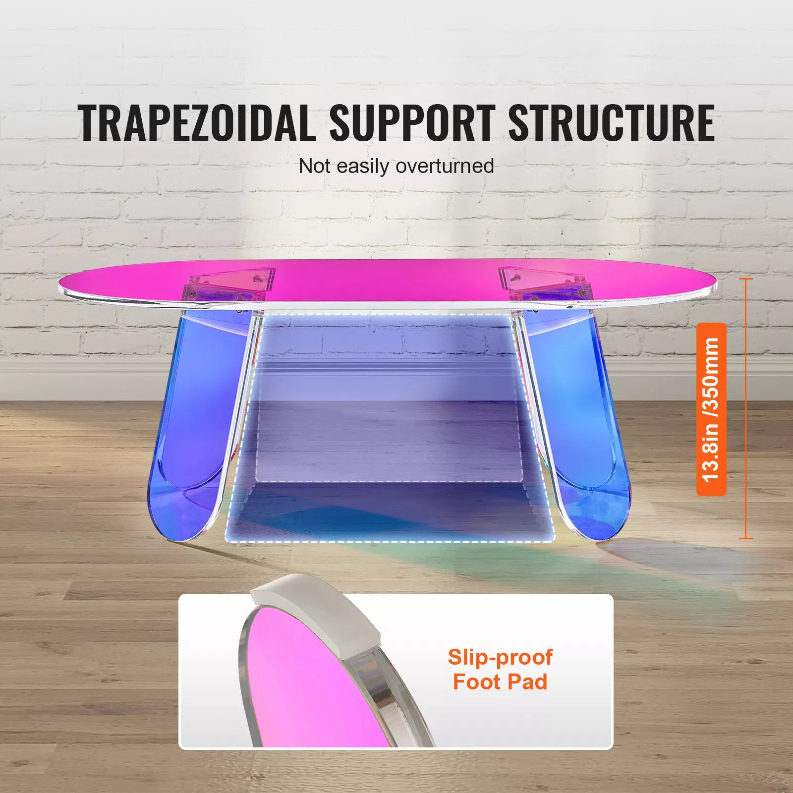 Iridescent Acrylic Coffee Table 37.4" Rectangular Furniture