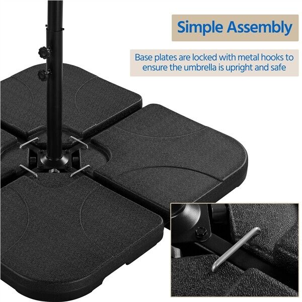 Outdoor Umbrella Base Stand 4-Piece Square Shaped Fillable Plates