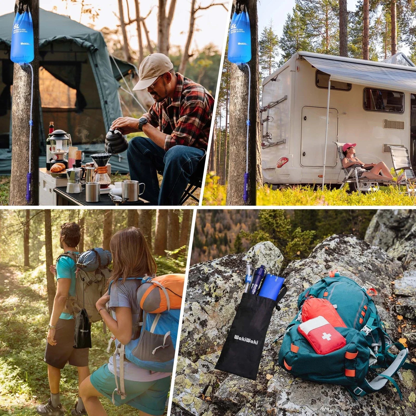 6L Gravity Water Filter System 4 Stage Camping Emergency Purifier