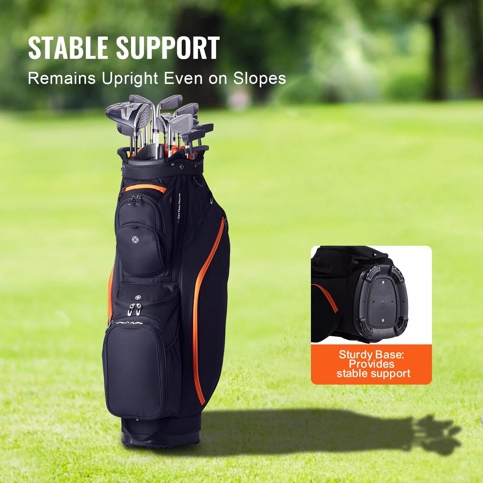 36" Golf Cart Bag with 14-Way Dividers and 13 Storage Pockets Black