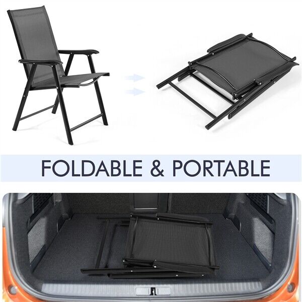 Set of 2 Outdoor Folding Dining Chairs Lightweight