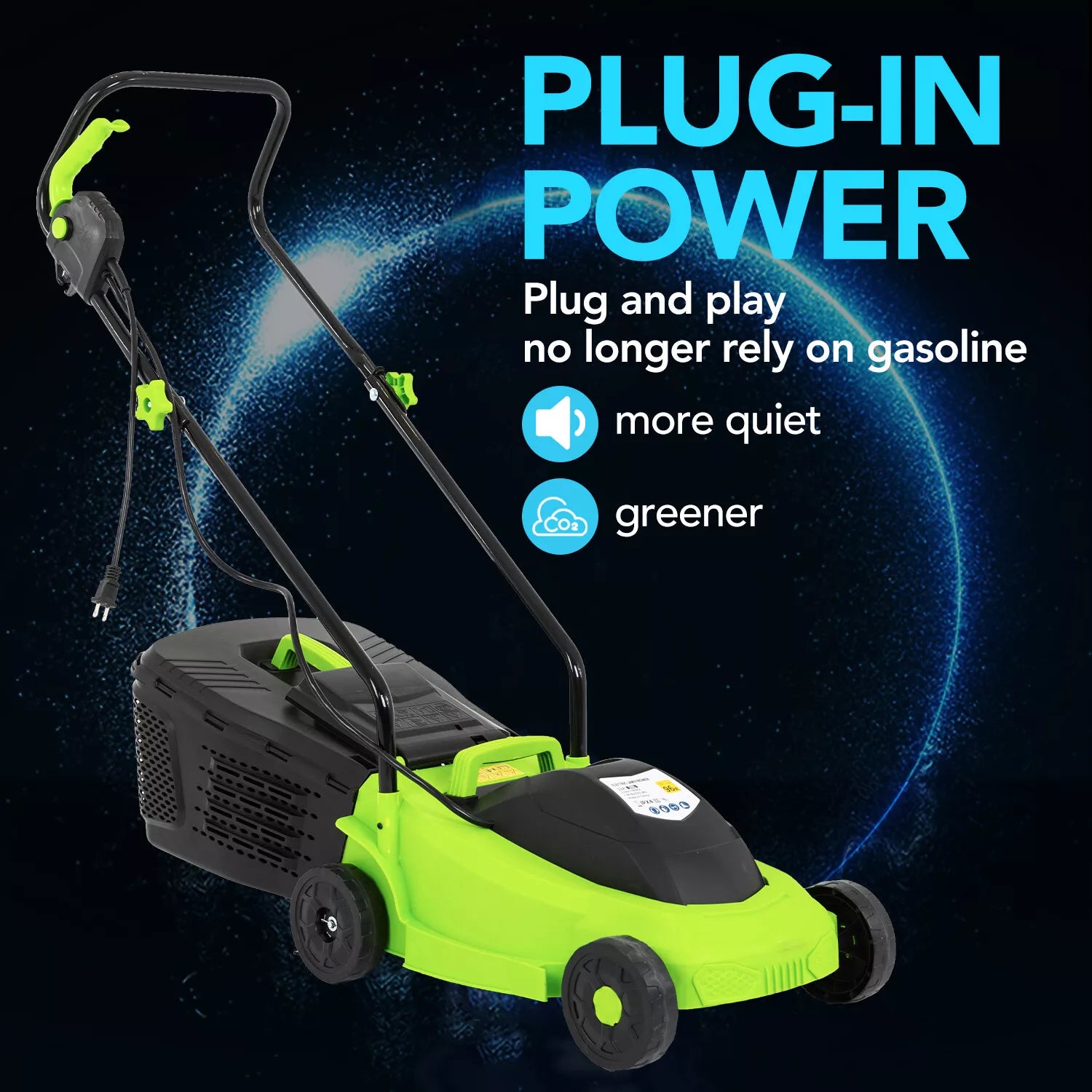 13-Inch Corded Electric Lawn Mower with 12 Amp Motor and 3 Height Settings