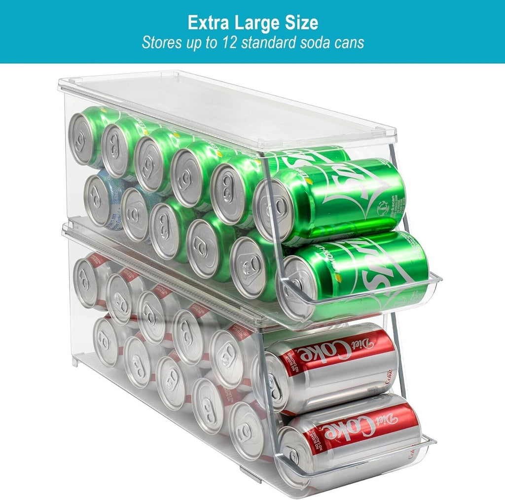 Stackable Soda Can Organizer for Refrigerator Holds 48 Cans