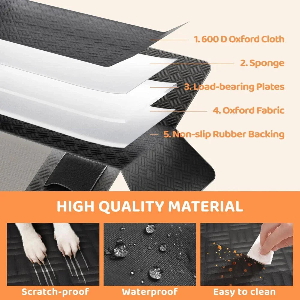 Dog Car Seat Cover Hard Bottom Extender 400LB Support Travel Bed