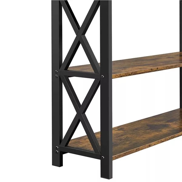 Rustic Brown Industrial Console Table with Drawer