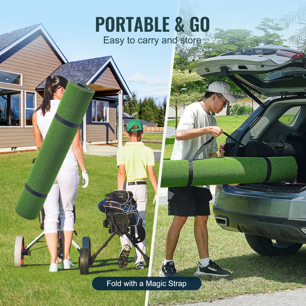 Golf Hitting Mat 5x4ft with Tees Dual Turf for Indoor Outdoor Practice