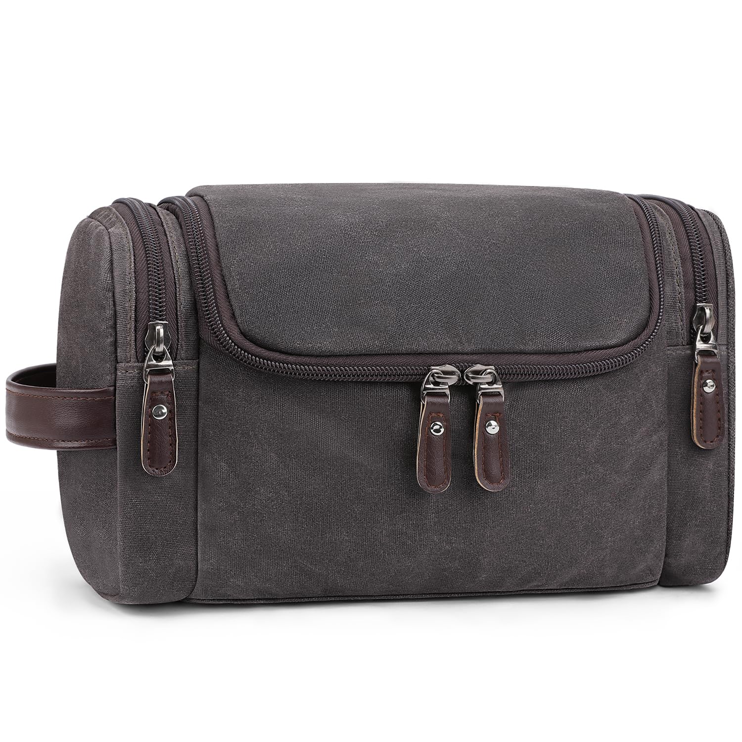 Travel Toiletry Bag for Men in Waxed Canvas – Grey