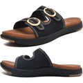 Women’s Orthotic Slide Sandals Arch Support Adjustable Straps – Black/Khaki UK 7