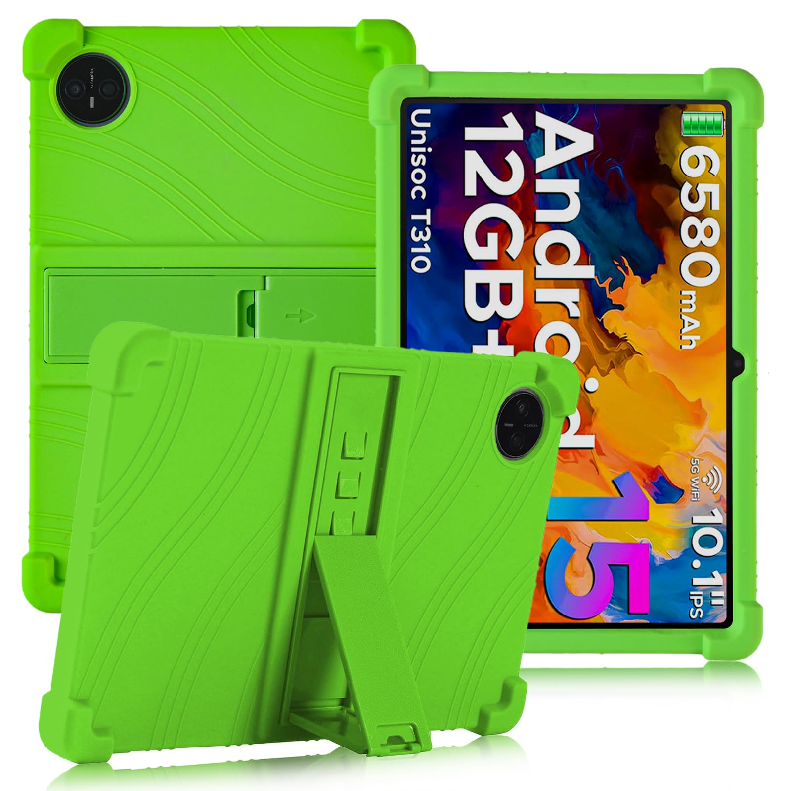 DOOGEE Tab A9 Case 10.1in Kids Silicone Case with PC Stand – Green