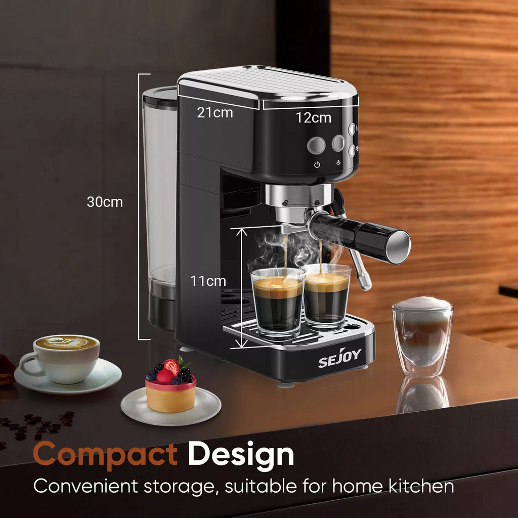 20-Bar Espresso Coffee Maker with Steam Wand Lattes & Cappuccinos