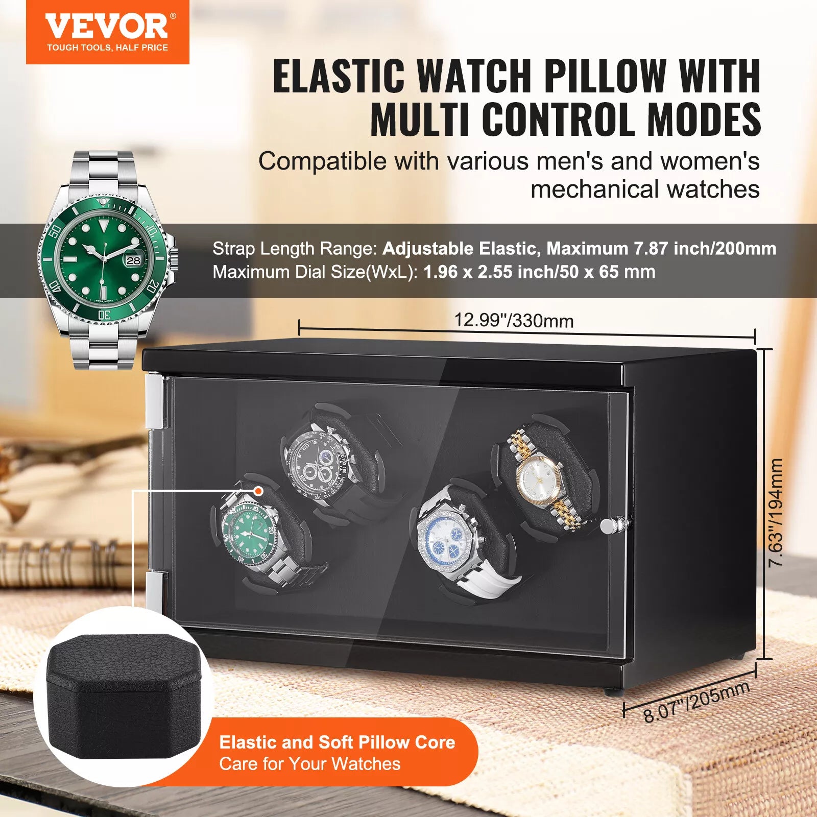 Luxury Watch Winder for 4 Watches with Quiet Mabuchi Motors