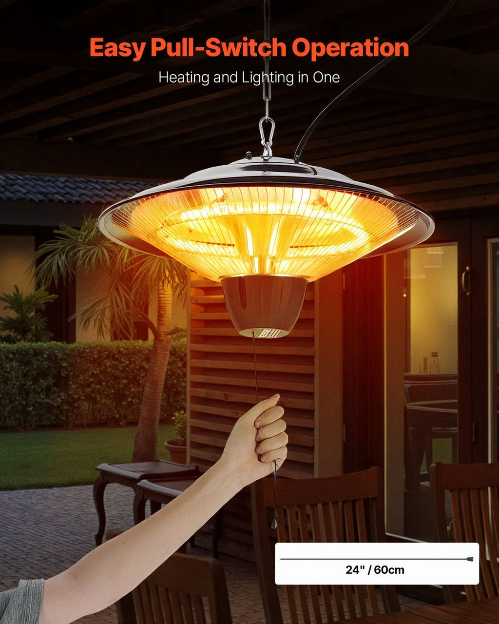 1500W Infrared Hanging Patio Heater Outdoor Ceiling Mount Warmth
