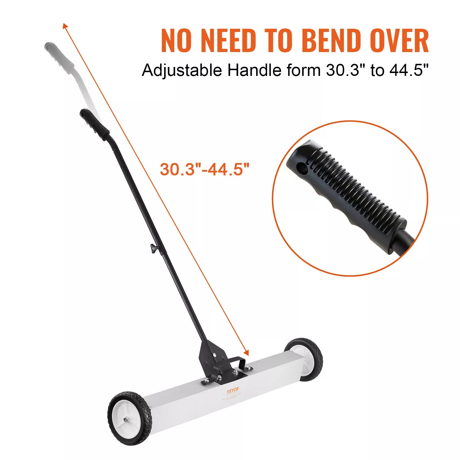 Magnetic Sweeper 36" with Wheels 55 lbs Capacity Adjustable Rod