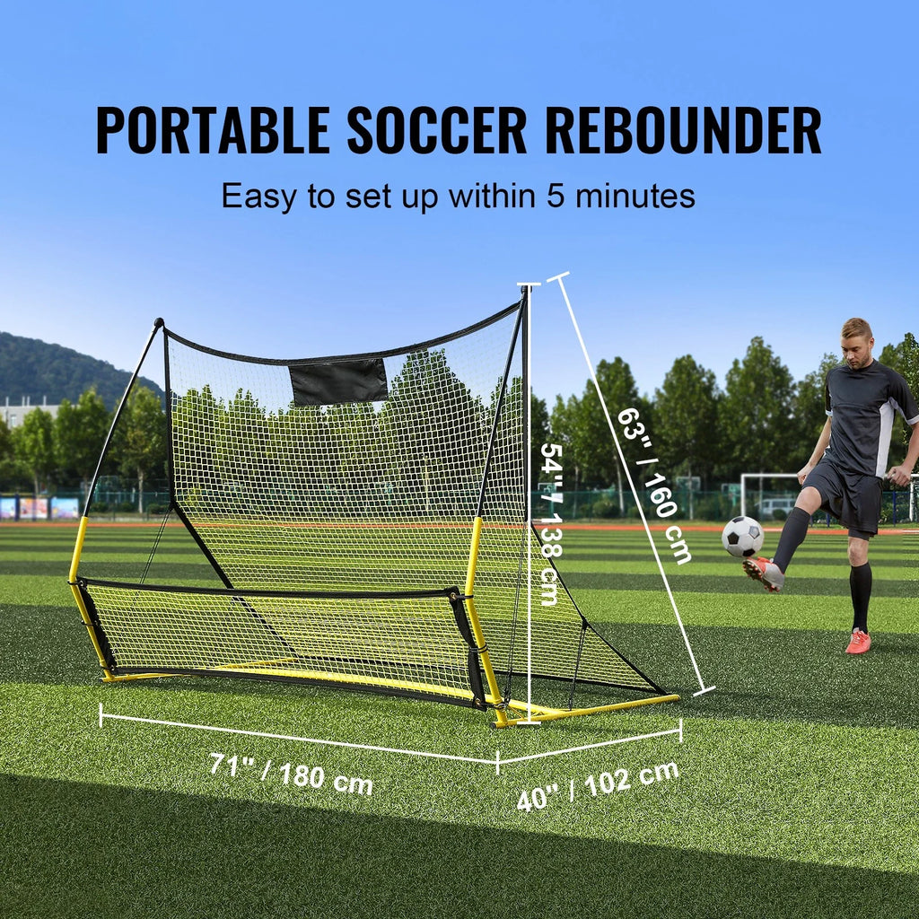 2-in-1 Soccer Rebounder Net 71"x40" with Bag for Training and Drills