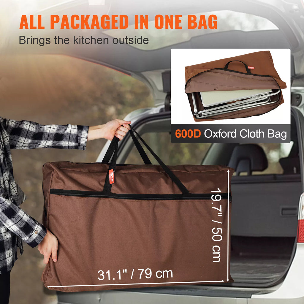 Folding Portable Camping Kitchen Table with Storage