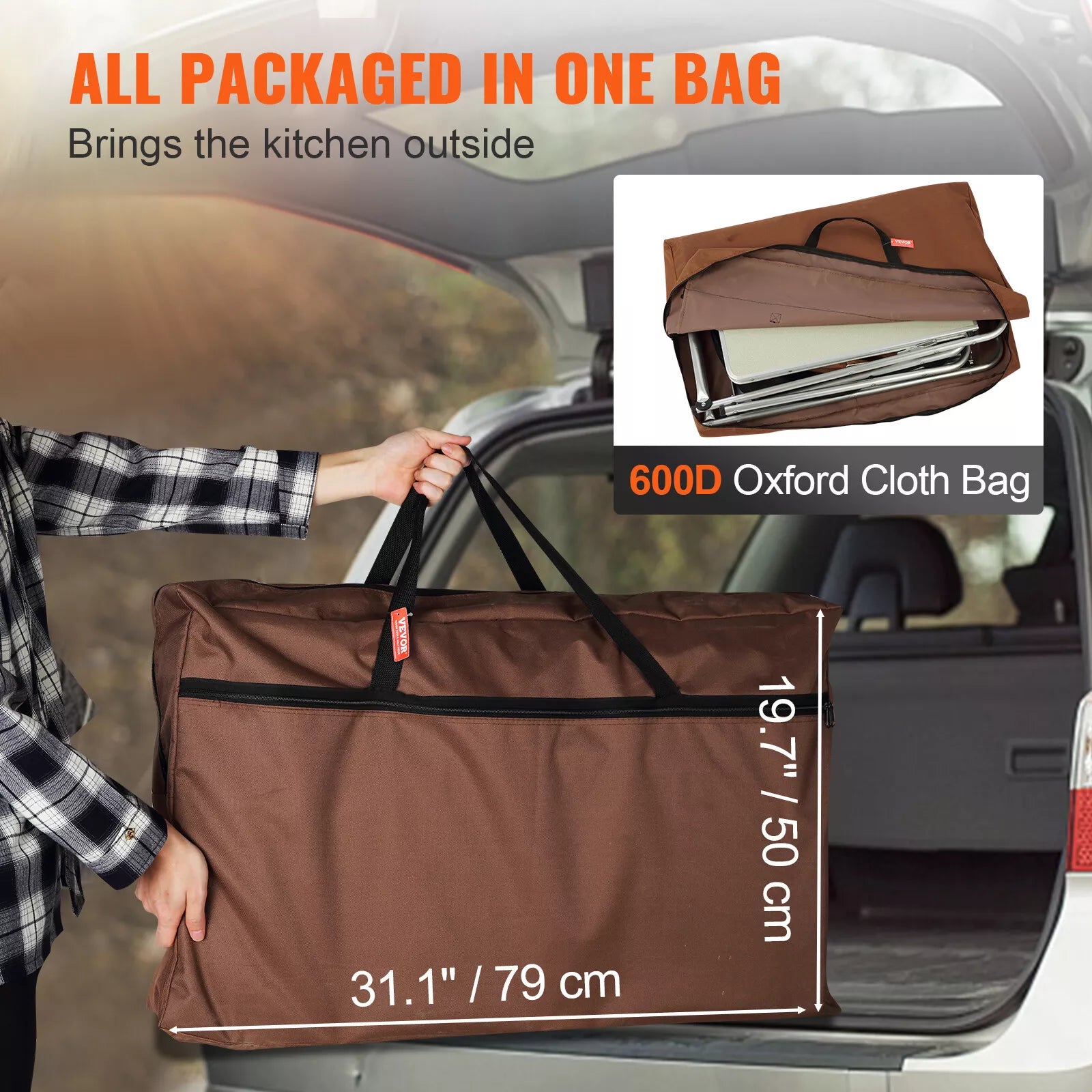 Folding Portable Camping Kitchen Table with Storage