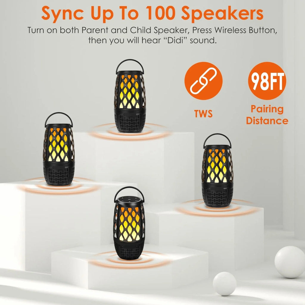 Wireless Outdoor Speaker Flame Light Lantern Mountable Waterproof