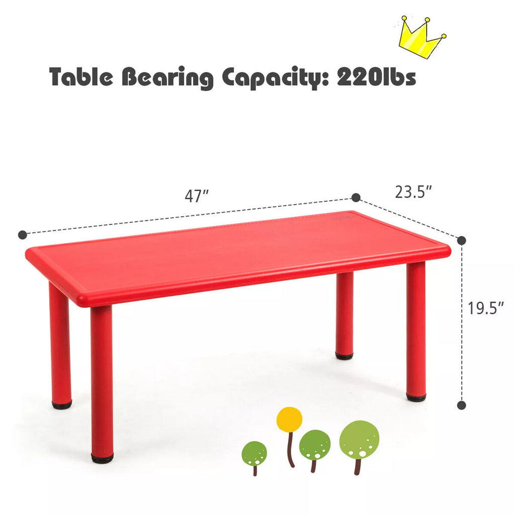 Kids Red Rectangular Play Table Home & Classroom