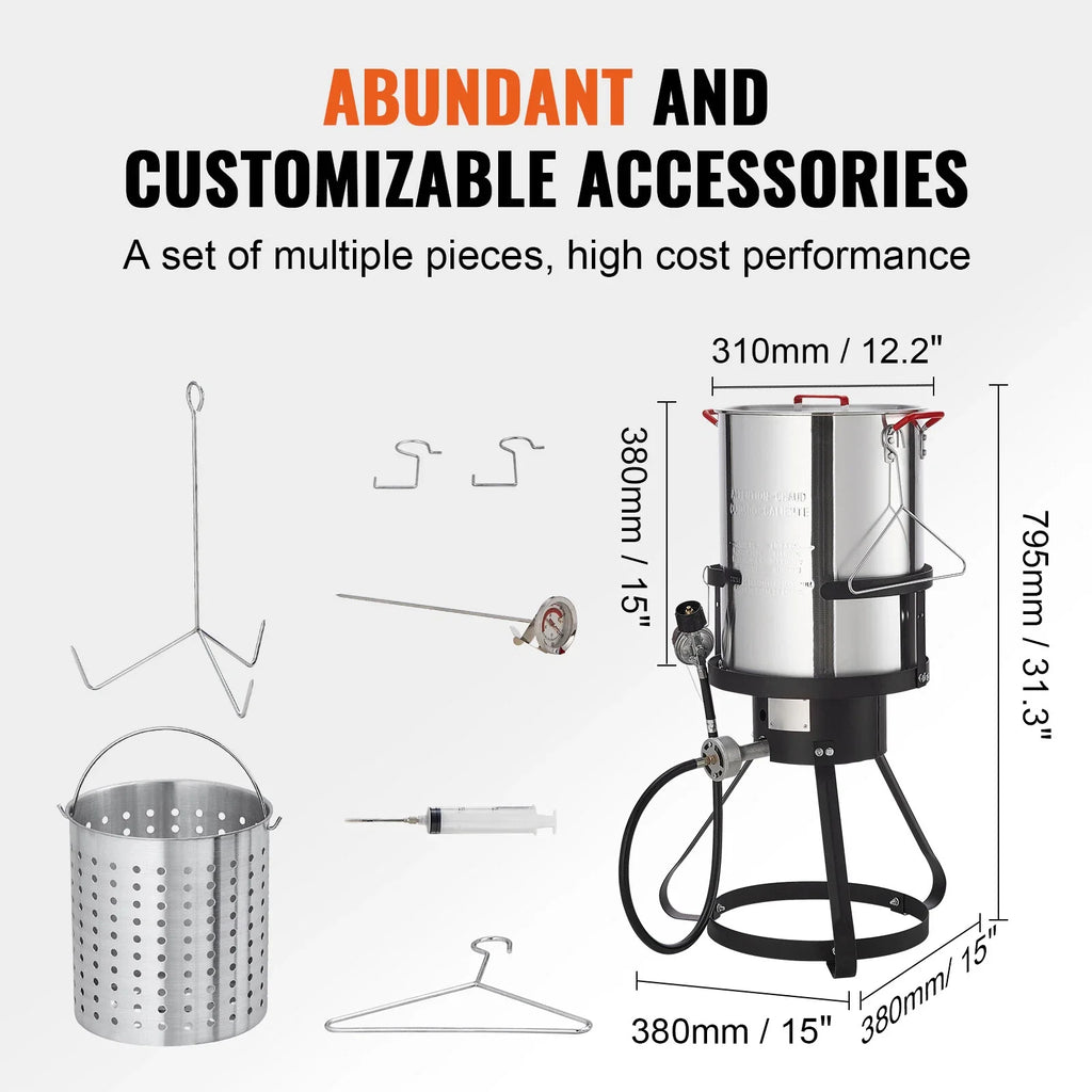 30Qt Propane Turkey Fryer Set with Aluminum Pot & 54,000 BTU Burner
