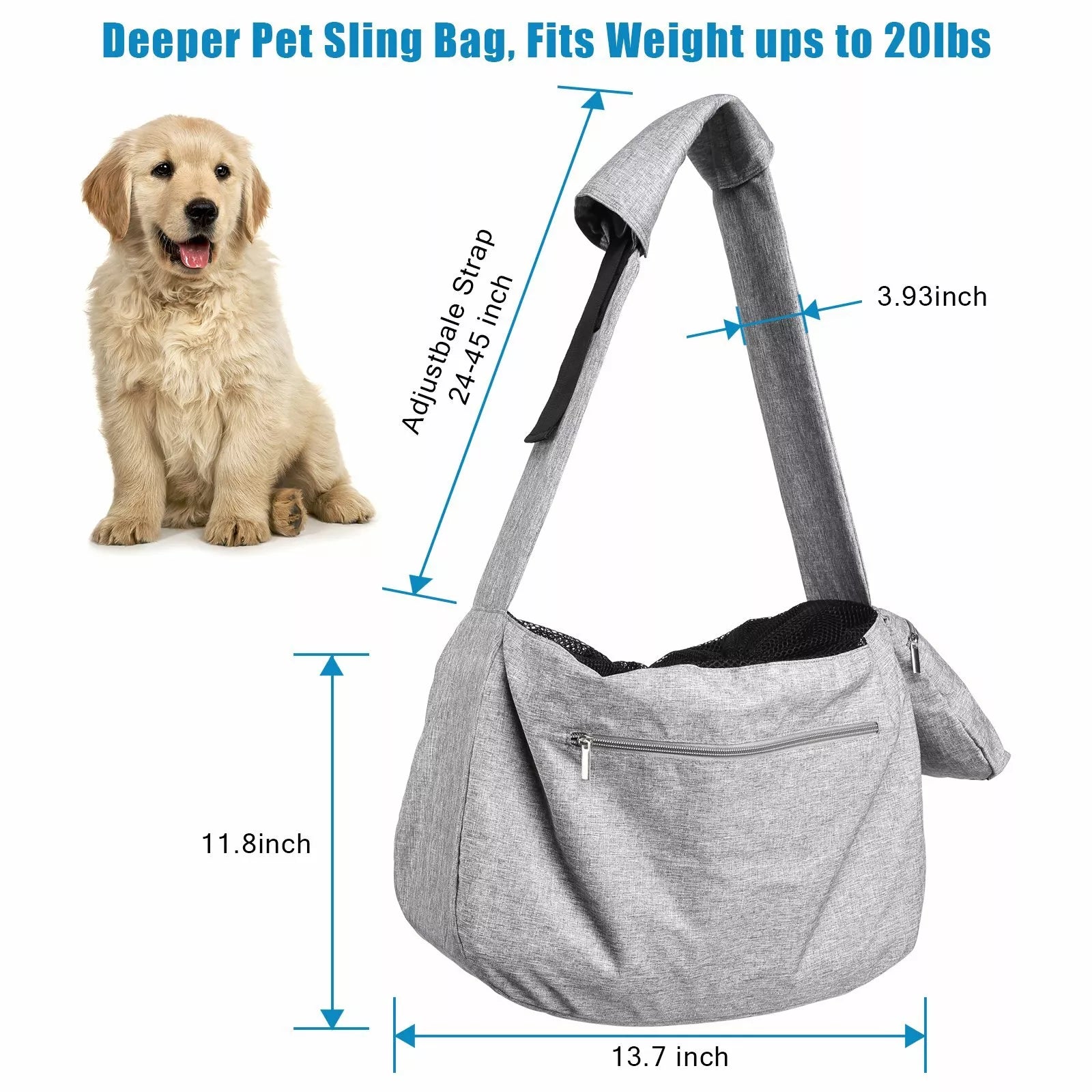 Breathable Large Dog Sling Carrier Bag Foldable