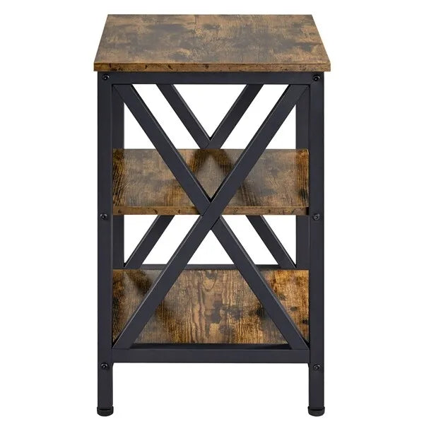 X-Shape End Table 3 Tier Wooden Side Table