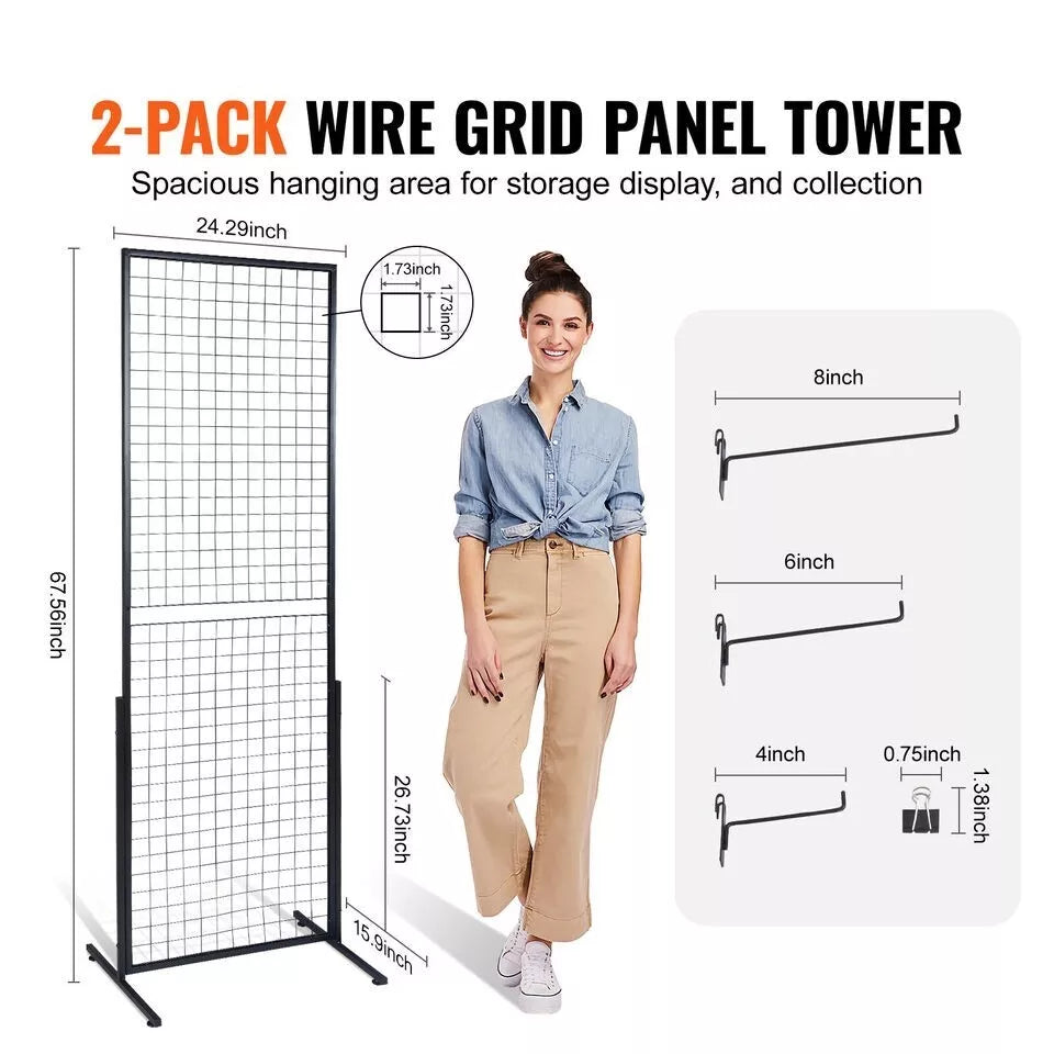 2-Pack Grid Wall Panels 2' x 5.6' Display and Organization