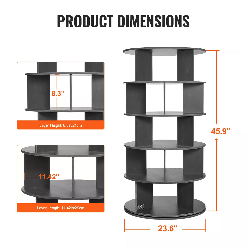 5-Tier 360° Rotating Shoe Rack Space-Saving Organizer Tower