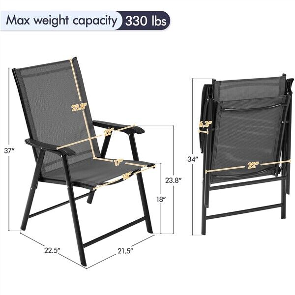Set of 2 Outdoor Folding Dining Chairs Lightweight