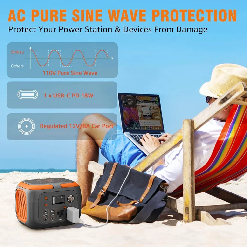 Portable Power Station 260Wh Backup Battery with AC Outlet 300W
