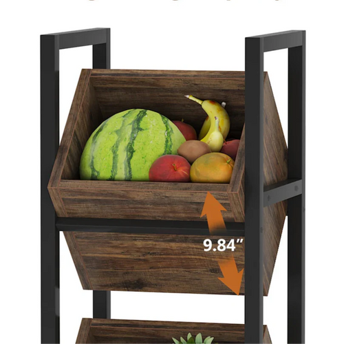3-Tier Vertical Basket Storage Tower Kitchen Pantry Rack